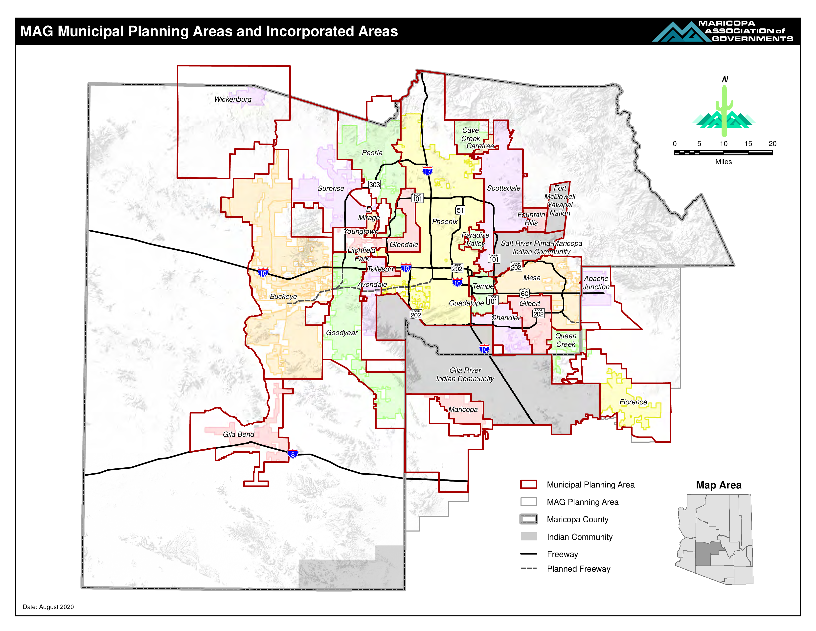 Map of Maricopa Association of Governments Zone