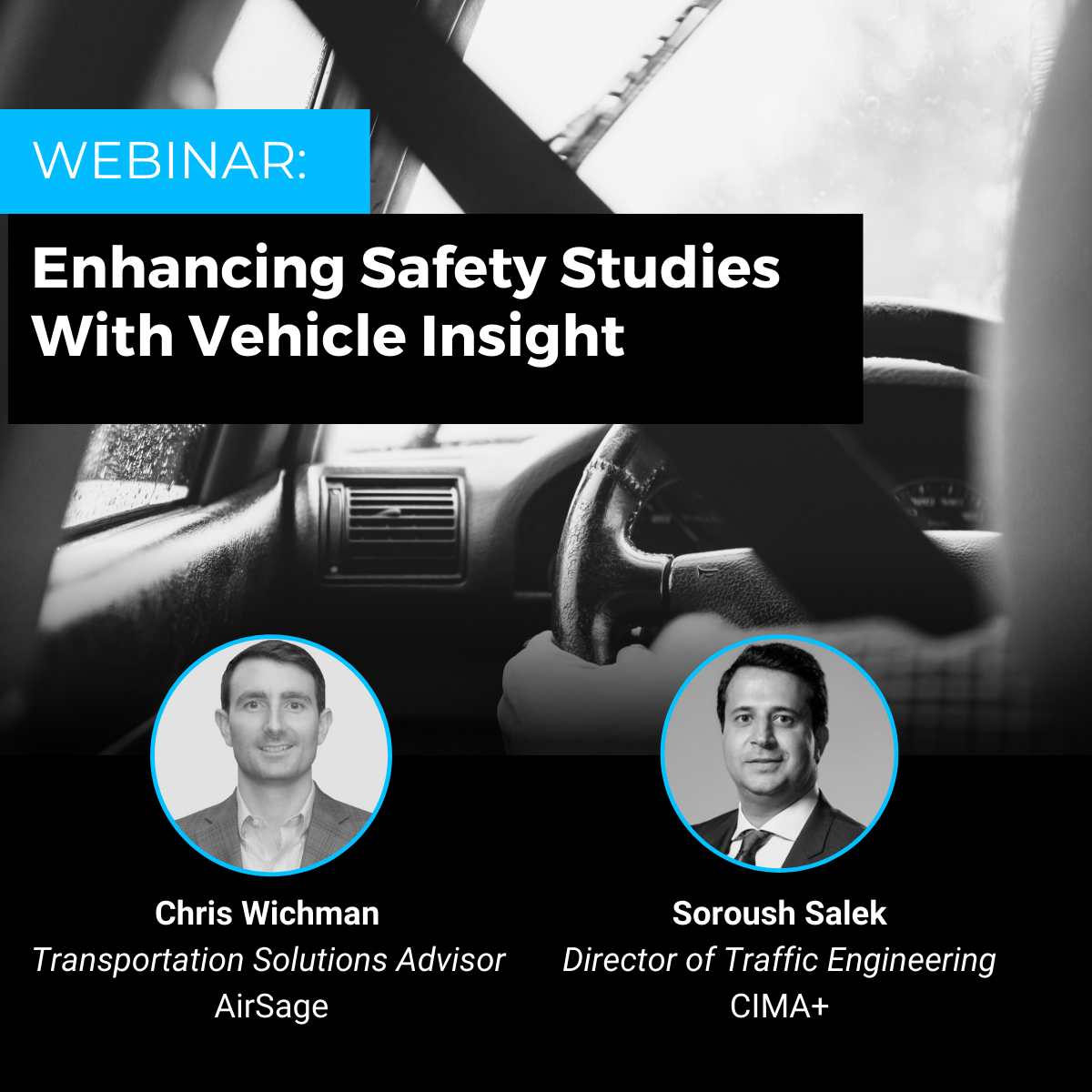 Title page for AirSage's webinar about how CV data can enhance safety studies