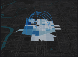 Visualization of O-D Trip Matrix of walkable trips in Indianapolist